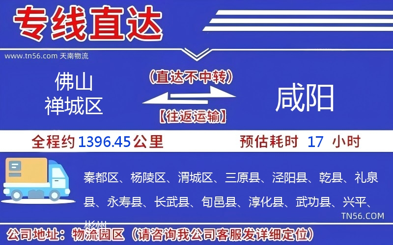 佛山禪城區到咸陽物流公司
