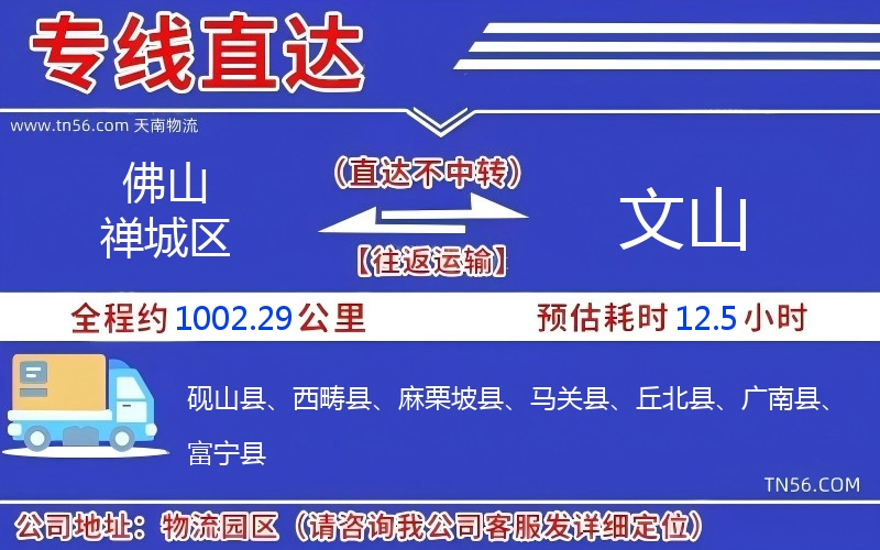 佛山禪城區到文山物流公司