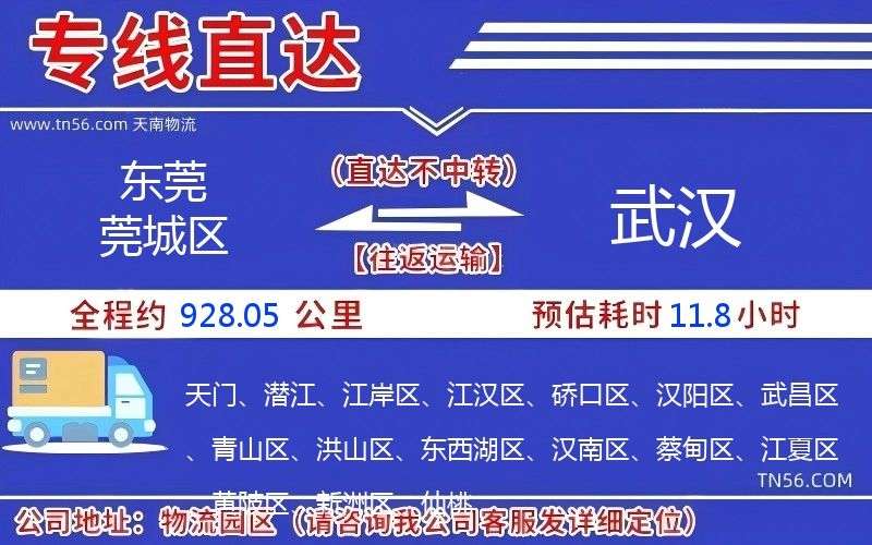 東莞莞城區到武漢物流公司