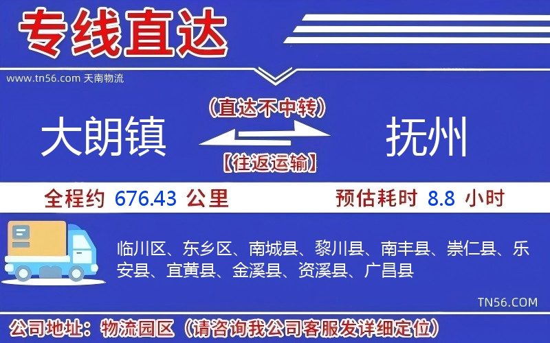 大朗鎮到撫州物流公司