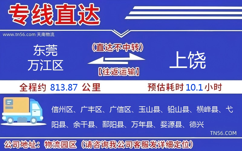 東莞萬江區到上饒物流公司