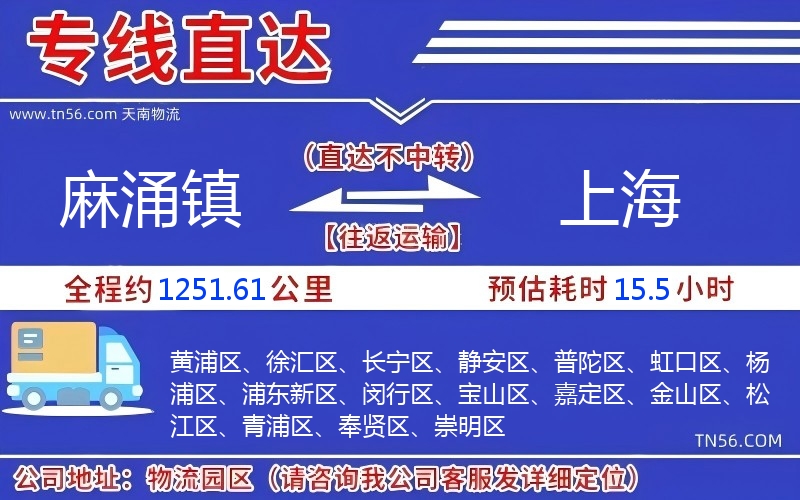 麻涌鎮到上海物流公司