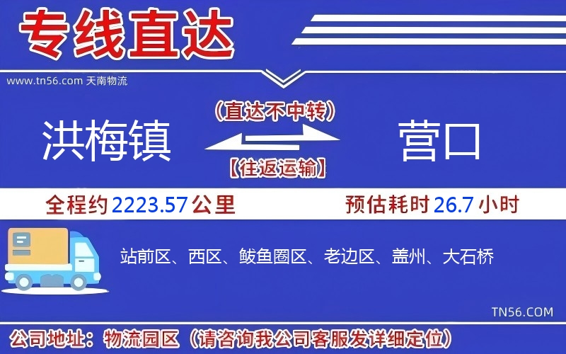 洪梅鎮(zhèn)到營口物流公司