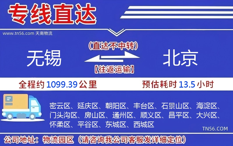 無錫到北京物流公司