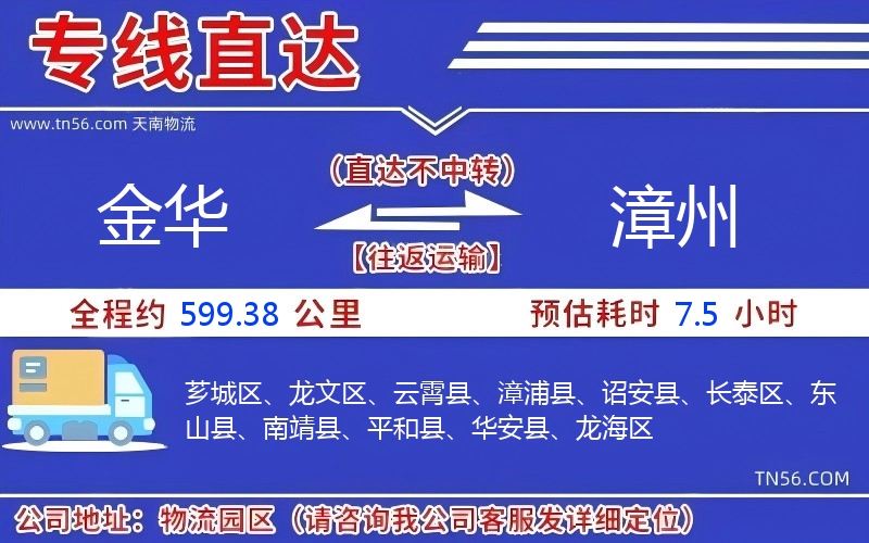 金華到漳州物流公司